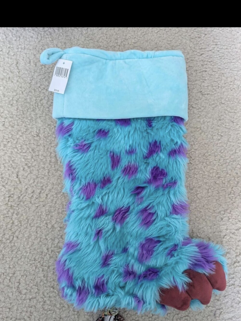 Disney Plush Monster Stocking in Teal and Purple